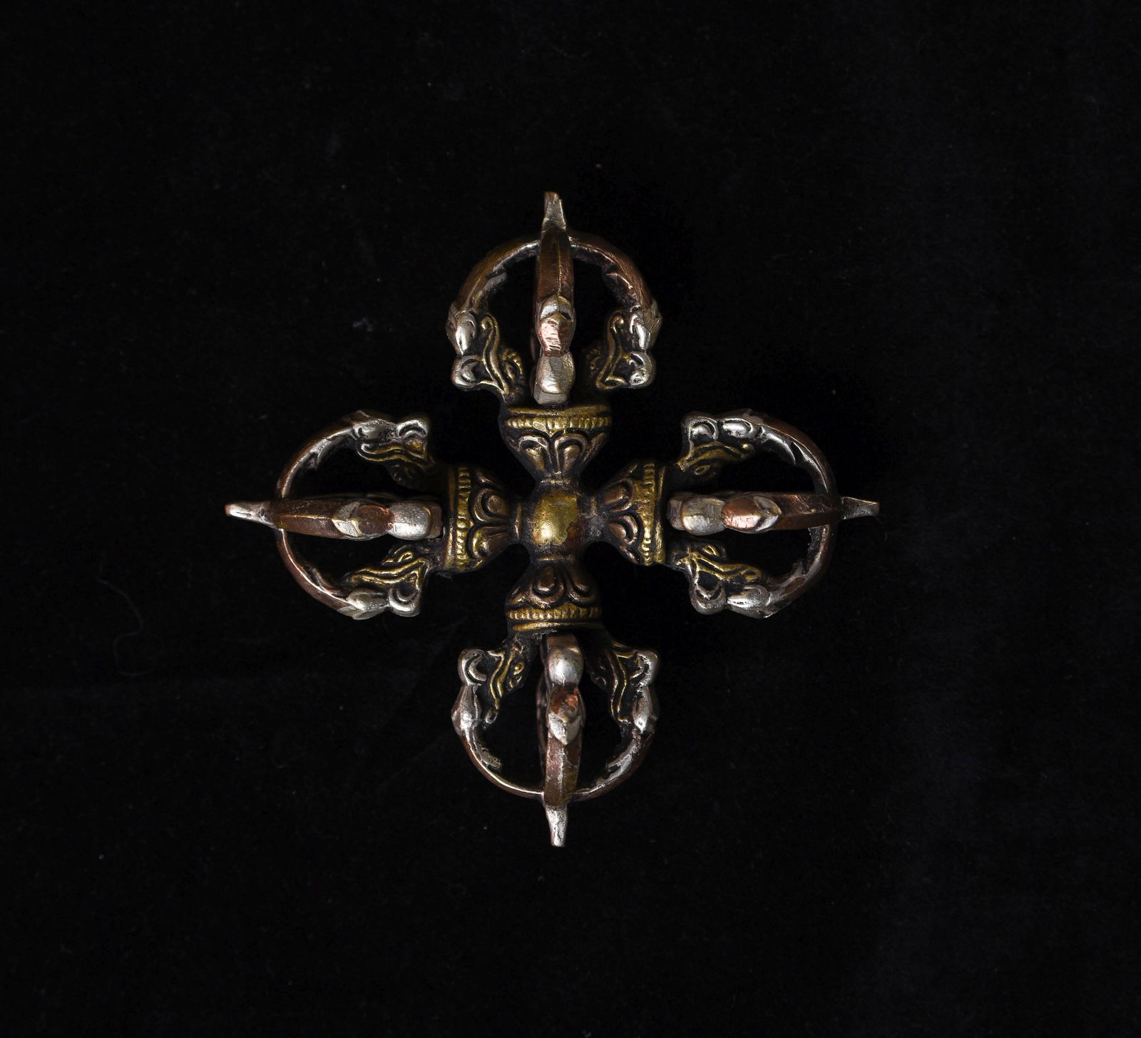 1 Antique Bronze Mongolian ritual bronze imp -elaborate: I recently found a box of Mongolian ritual implements that I collected in the 1990s when Mongolia was first opening up to the West after the fall of the Soviet Union. Most were made of different color