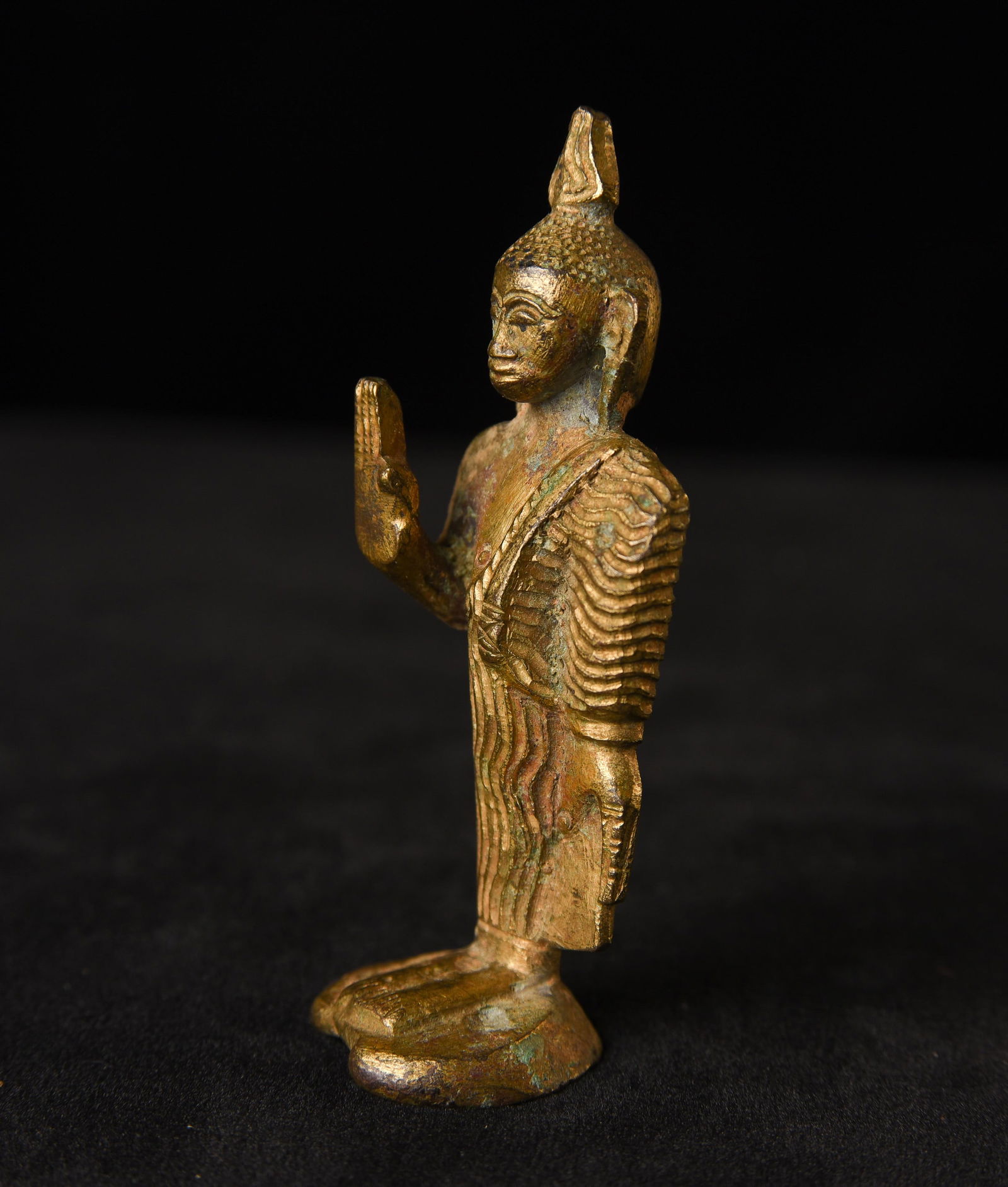 Small 18thC solid cast Sri Lankan Standing Buddha - - 3