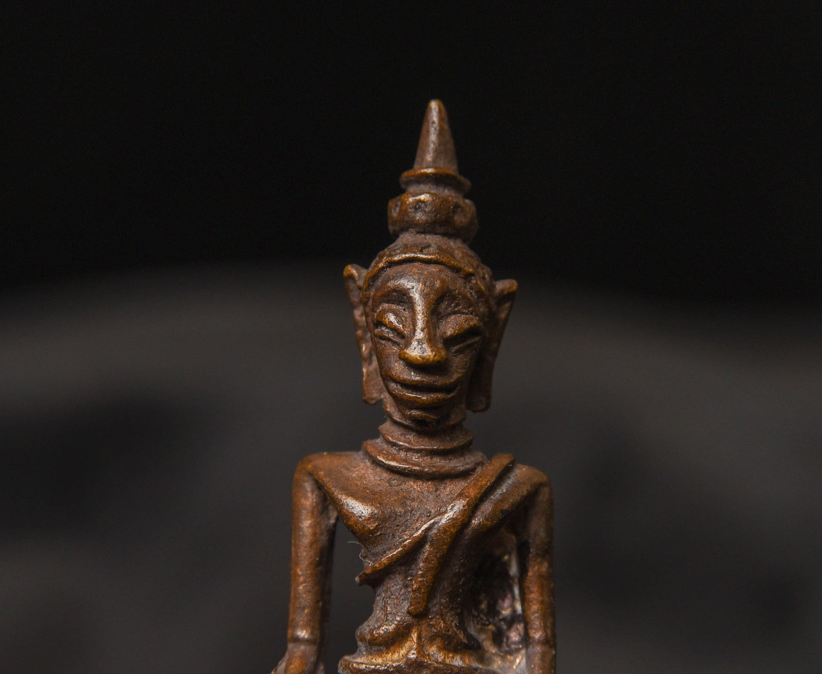 Vintage miniature solid-cast Laos Buddha. - 7