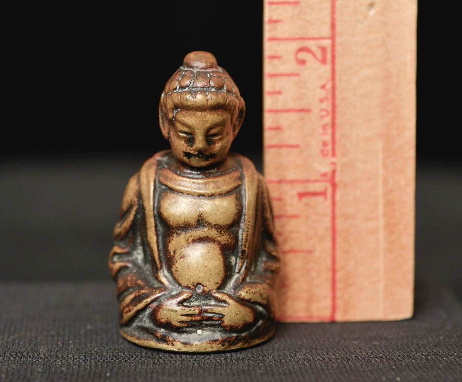 Fascinating antique solid-cast Buddha-like figure. - 2