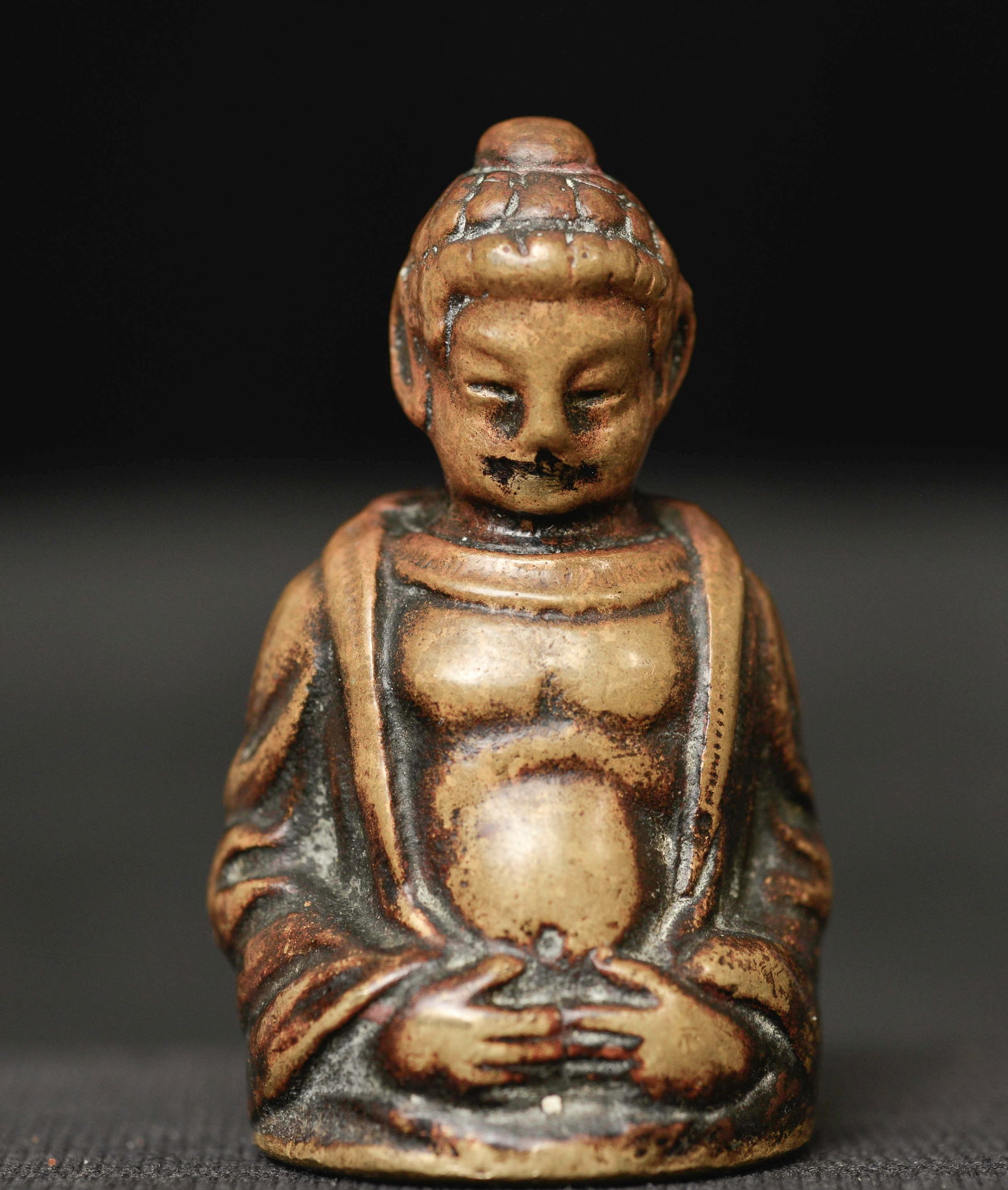 Fascinating antique solid-cast Buddha-like figure. - 8