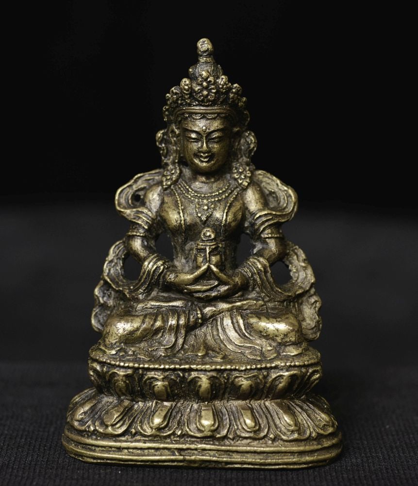 Vintage Mongolian Bodhisattva.: Vintage Mongolian Bodhisattva. Sits 2 7/8 inches tall.