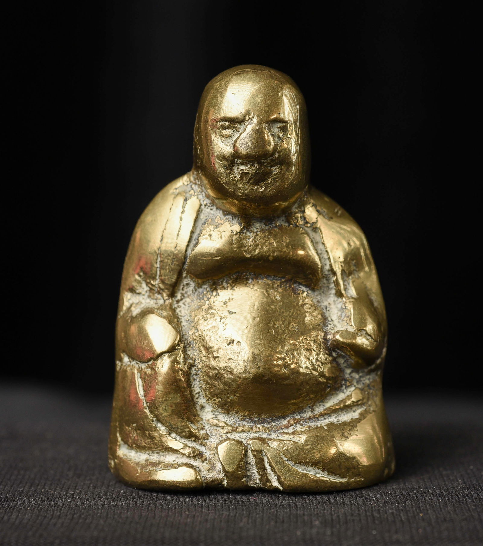 Old/Antique Bronze/Brass Chinese Hotei.: Old/Antique Bronze/Brass Chinese Hotei. 2.375"H x 1.625"W x .75"D - 205g Solid Cast. Domestic shipping is included, and International shipping will be $30.