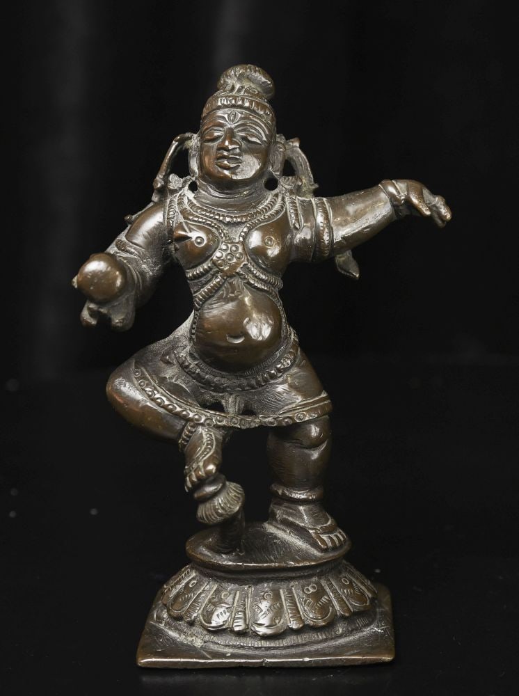 Good Quality Antique Indian Bronze Deity-: Good Quality Antique Indian Bronze Deity- (5.375"H x 3.25"W x 1.75"D ) - 695g / 1.37lbs. Deep discount.