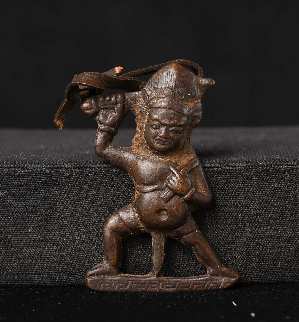 Tibetan Bronze Fierce Deity cast in bronze.: Tibetan Bronze Fierce Deity cast in bronze. Small at ( 2.25"H x 1.25"W ). Great Face.