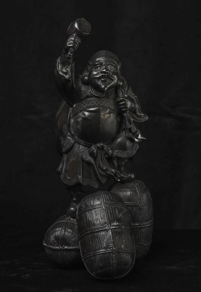 Antique Japanese god of wine-animated: Popular Japanese figure, well-cast. (10.25"H x 4"W x 6.25"d) - 1.645kg / 3.62 lbs. Deep discount.