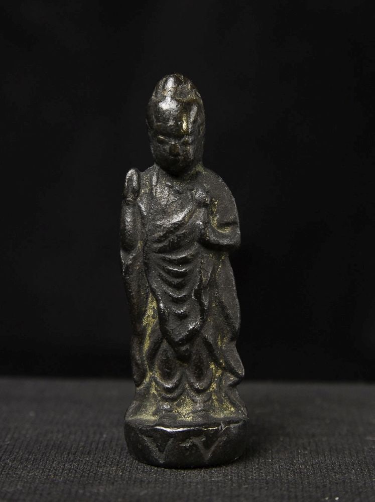 18/19th Century Japanese Buddha or Bodhiattva , Bronze, 2-1/8 Inches Tall: DEITY, 18/19th Century Japan, Bronze. (2.125"H x .75"W x .5"D) - 30g