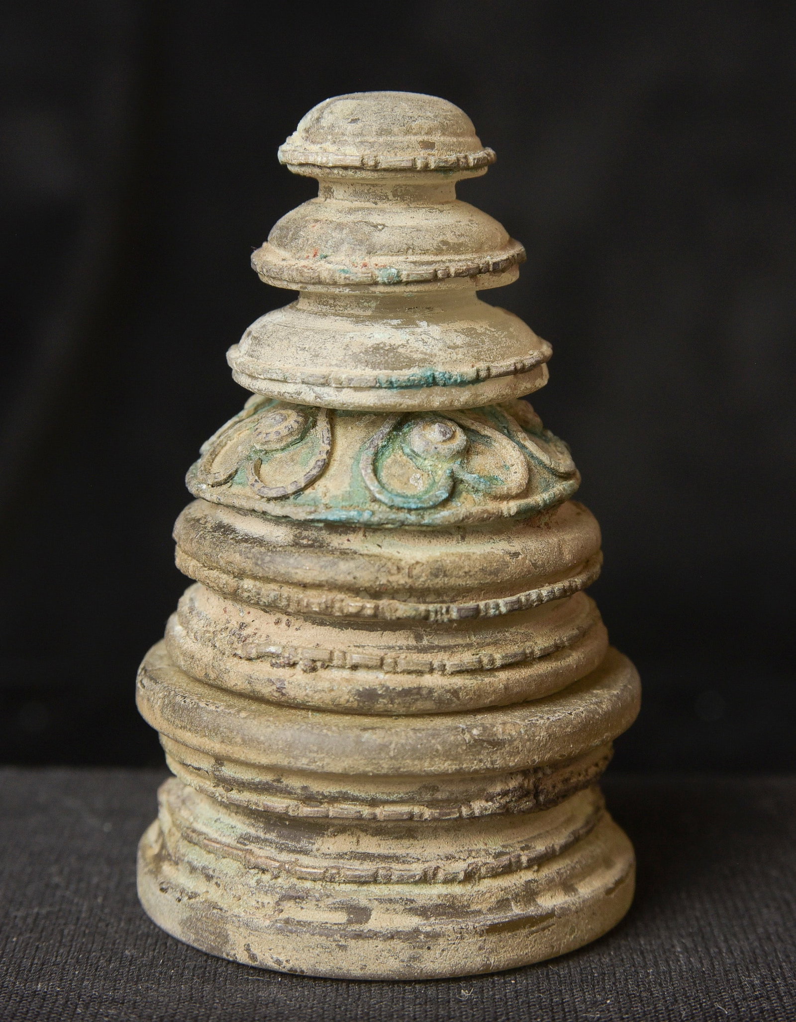 Bronze and ancient glass Buddhist Stupa, possibly Gandharan. (1 of 16)