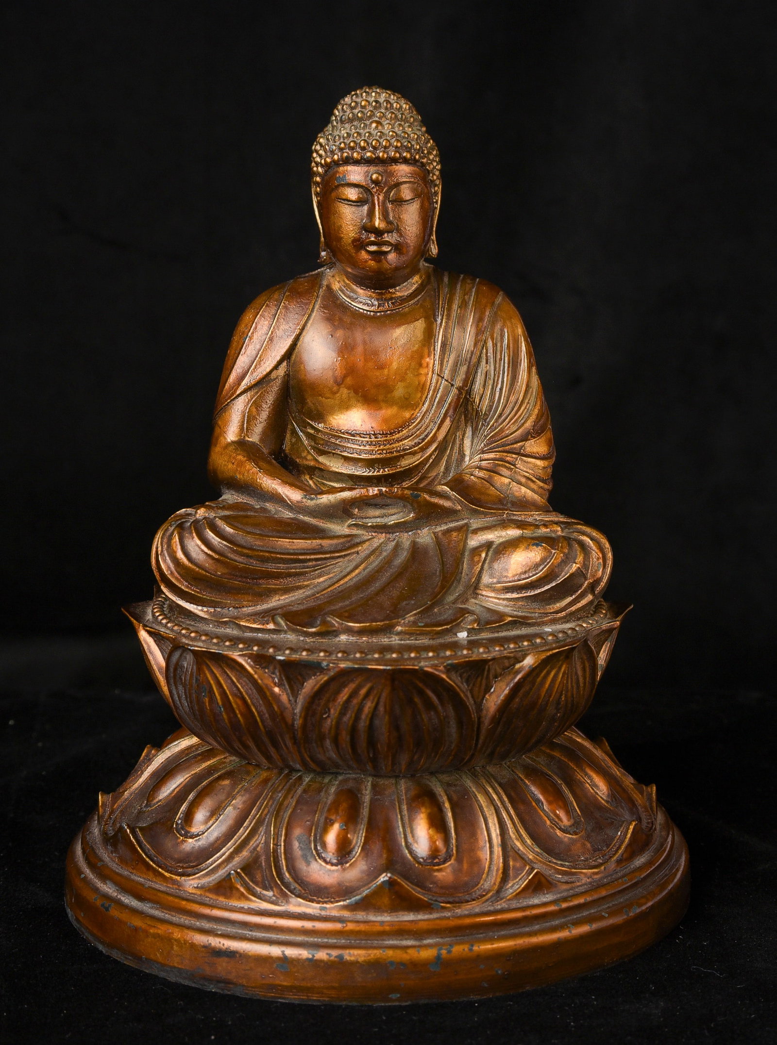The Japanese Meiji or Taisho Buddha is finely cast and patinated. (1 of 9)