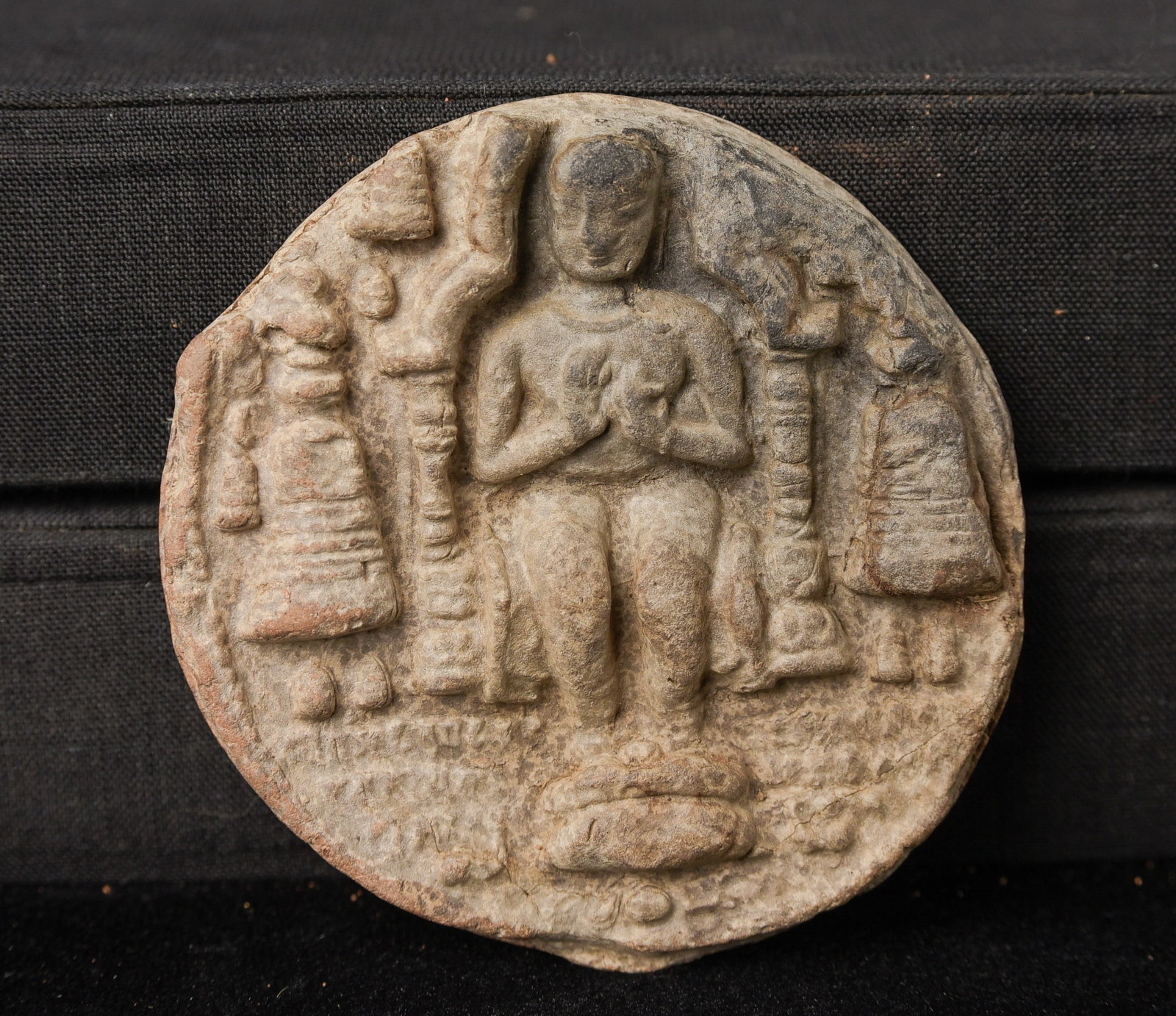 Antique Thai or Burmese Clay Buddha Tablet. Very early type. (1 of 4)