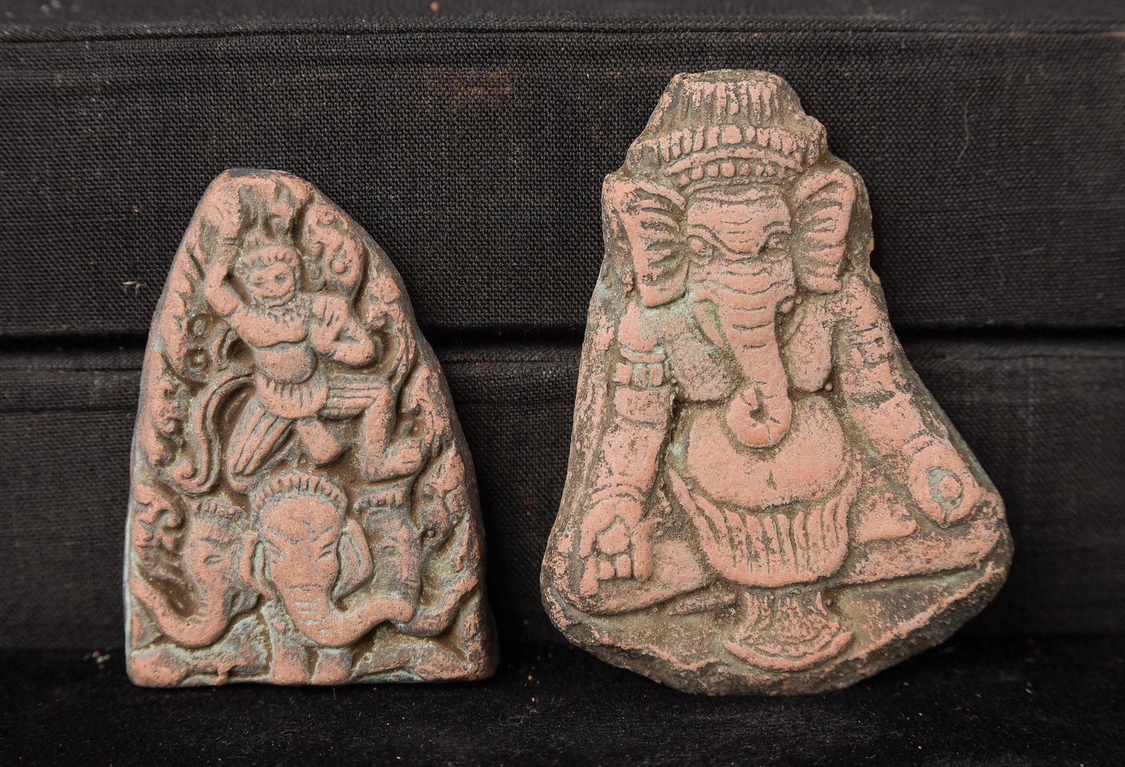 Very sweet pair of Thai clay tablets-Rattanakosin type.: Very sweet pair of Thai clay tablets-Rattanakosin type. In outstanding condition. Rare. ( 2.25"H x 1.75"W x .375"D ) - 50g. (Both)