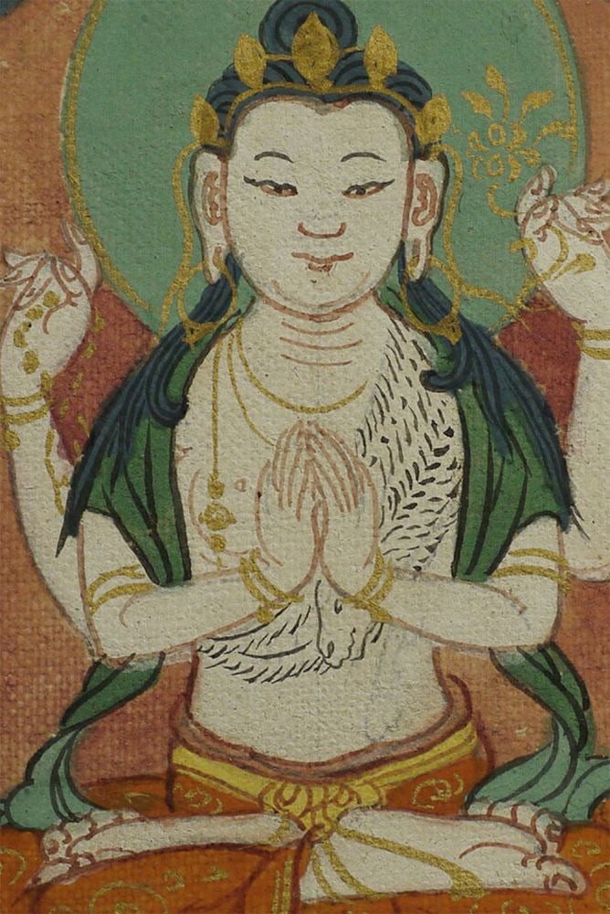 Lovely Antique Mongolian Thangka.-Fine Quality price reduced: Lovely Antique Mongolian Thangka. Size is 4 5/8" x 3".-price reduced