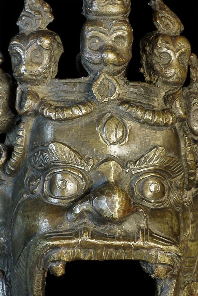 Old Tibetan brass "eater of bad dreams"/ Back removed. (1 of 8)