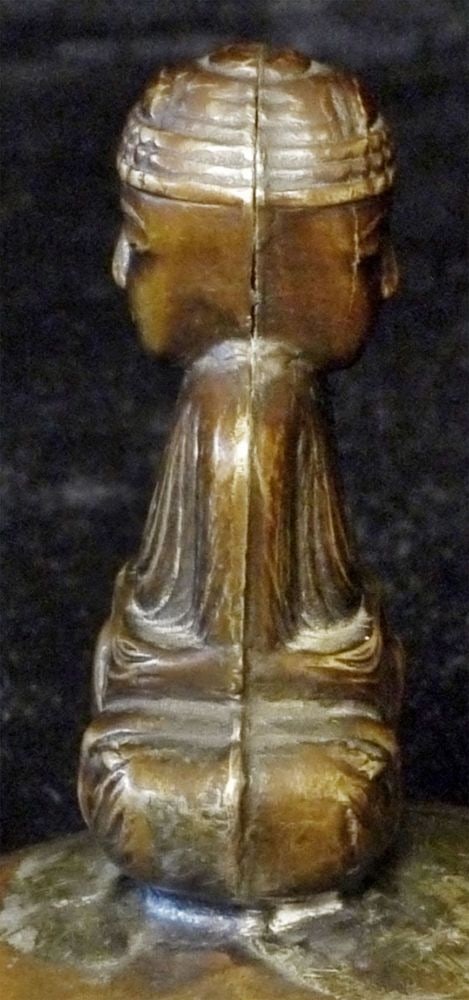 Two sided antique Japanese copper Buddha. Sits 2.25 (1 of 7)