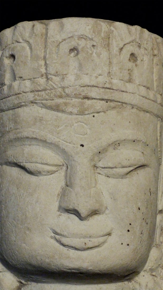 Pagan- Stone Buddha Head probably 12/13thC -Extensive wear. (1 of 7)