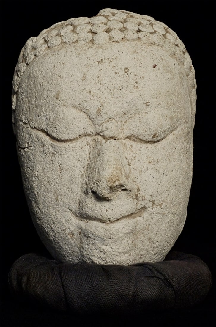 14/15thC Thai Buddha Head, Joyful Expression, 5.75" (1 of 8)