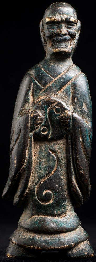 18/19thC or earlier solid-cast Korean Bronze Monk (1 of 6)