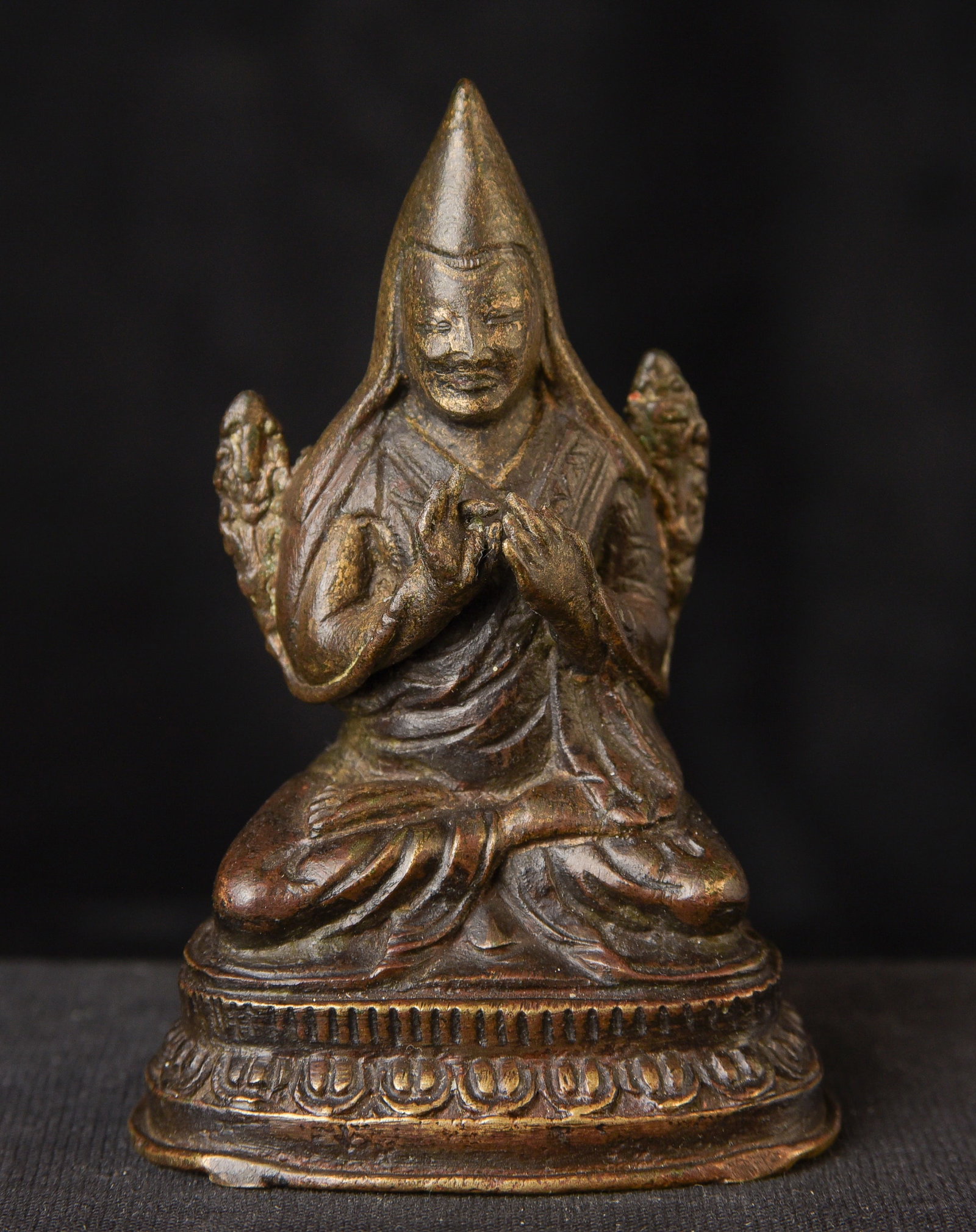 16/17thCTibetan Bronze Buddhist Figure- Tsong-ka-pa.-Nice example. Mesmerizing (1 of 8)