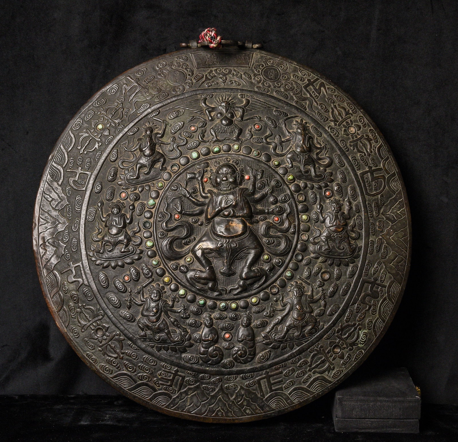 18/19th century Tibetan or Nepalese round copper repousse Buddhist Reliquary.: 18/19th century Tibetan or Nepalese round copper repousse Buddhist Reliquary. Consecrated with precious contents, possibly remains of a revered teacher or monk. These authentic temple style pieces