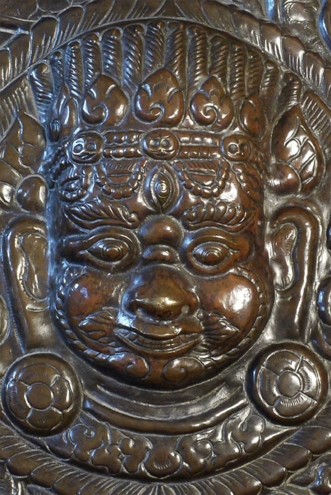 Animated antique Tibetan Buddhist copper box- good size (1 of 15)