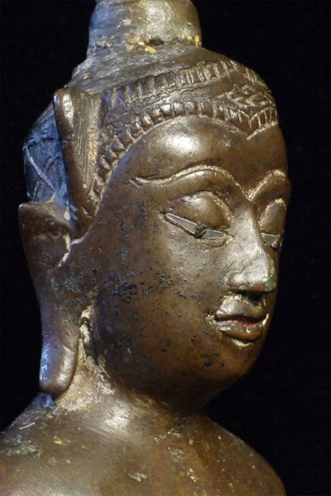 17thC Thai bronze Buddha. - 7