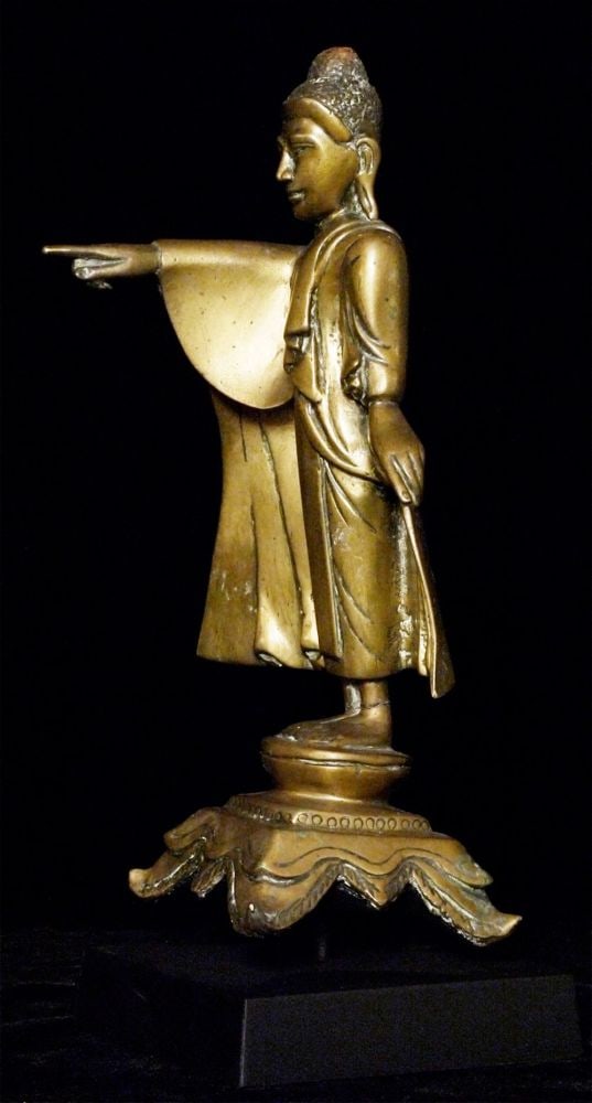 19thC Mandalay solid cast bronze Buddha. - 3