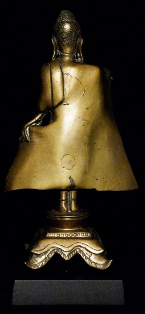 19thC Mandalay solid cast bronze Buddha. - 5