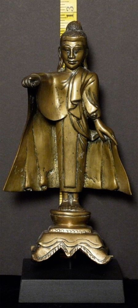 19thC Mandalay solid cast bronze Buddha. - 7