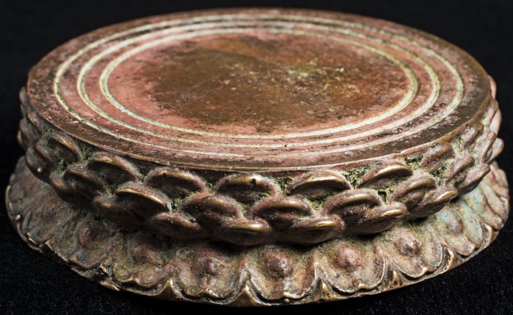 16thC Finely cast Korean or Japanese Buddhist Bronze Object-signed (1 of 5)