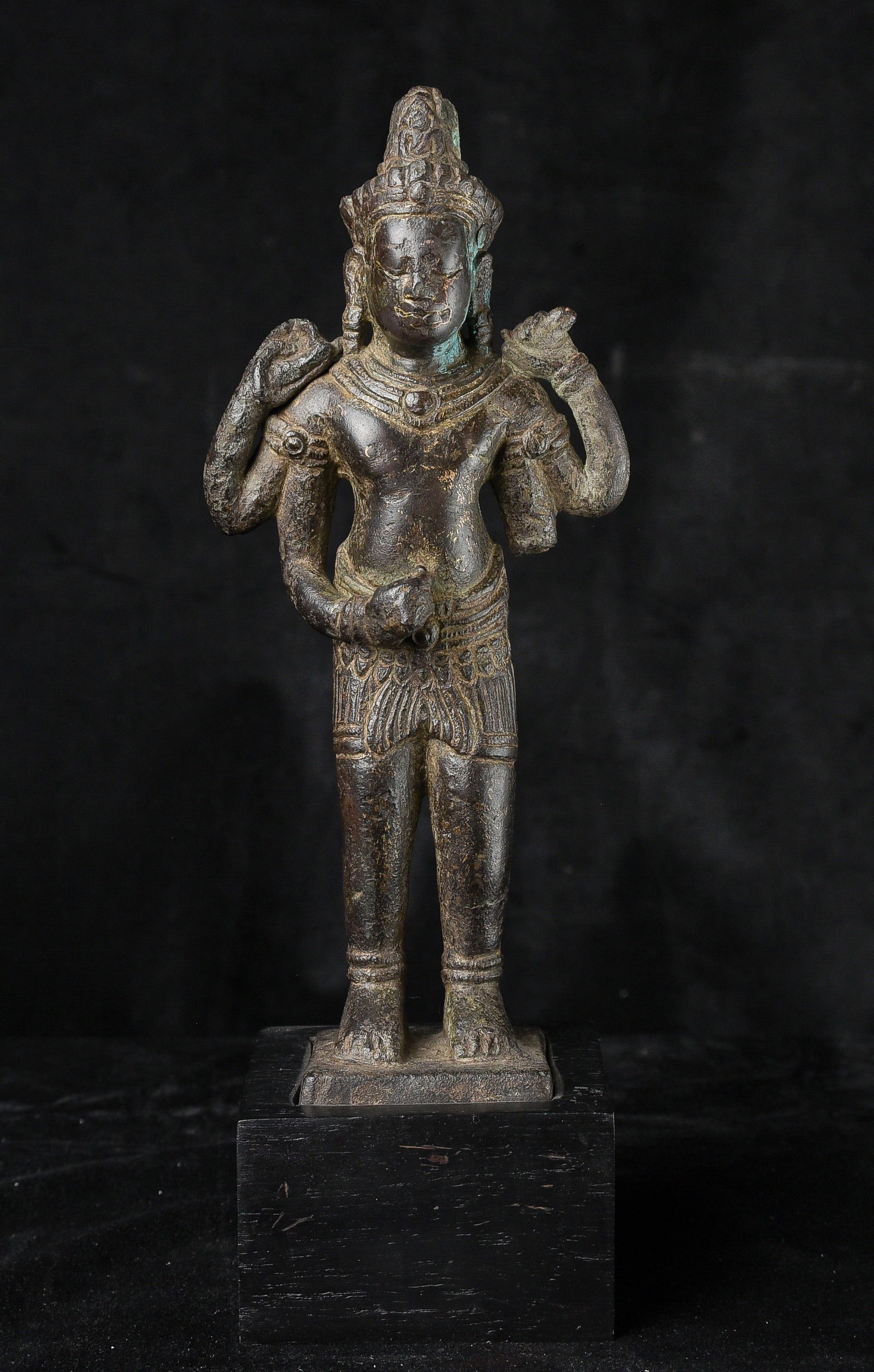 12th/13thC Buddha of Compassion, Cambodia. High Quality, Powerful, Spiritual, Animated, Substantial: This is a large, uncommonly nice and exquisitely expressive Bodhistattva of Compassion. He is 12th or possibly 13th century from Cambodia or Thailand, from an old collection. There are traces of the o