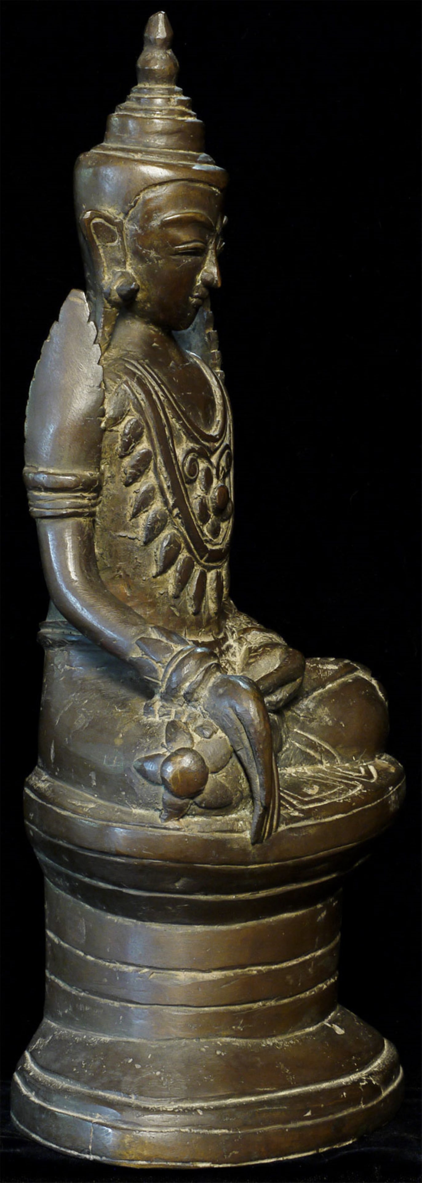 Large antique Burmese bronze Buddha. - 4