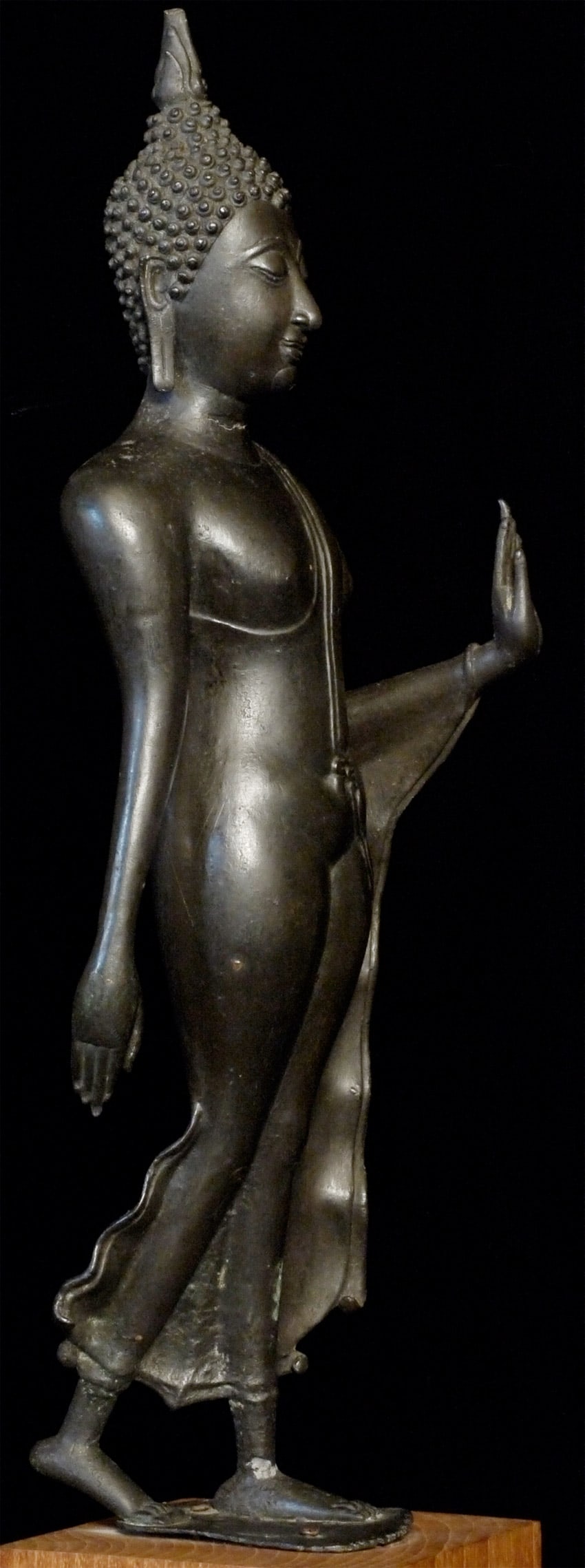 Tall 19thC Sukhothai Walking Buddha w/ Base - 6