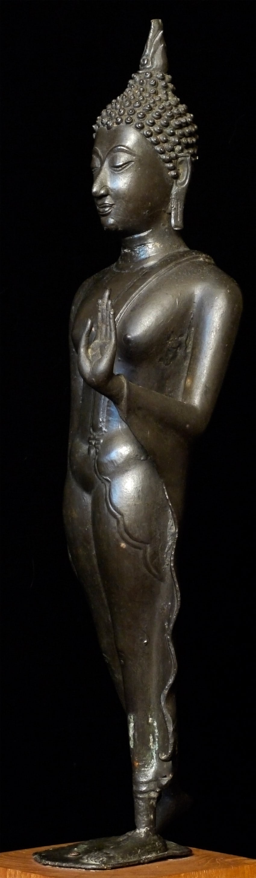 Tall 19thC Sukhothai Walking Buddha w/ Base - 8