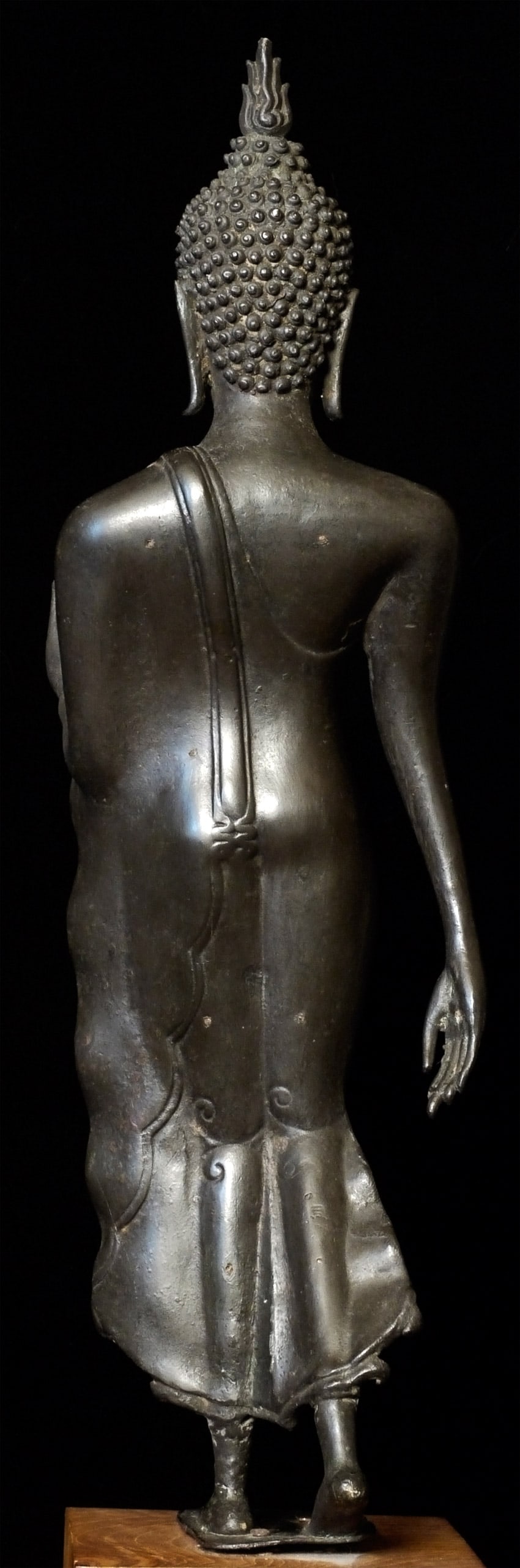 Tall 19thC Sukhothai Walking Buddha w/ Base - 9