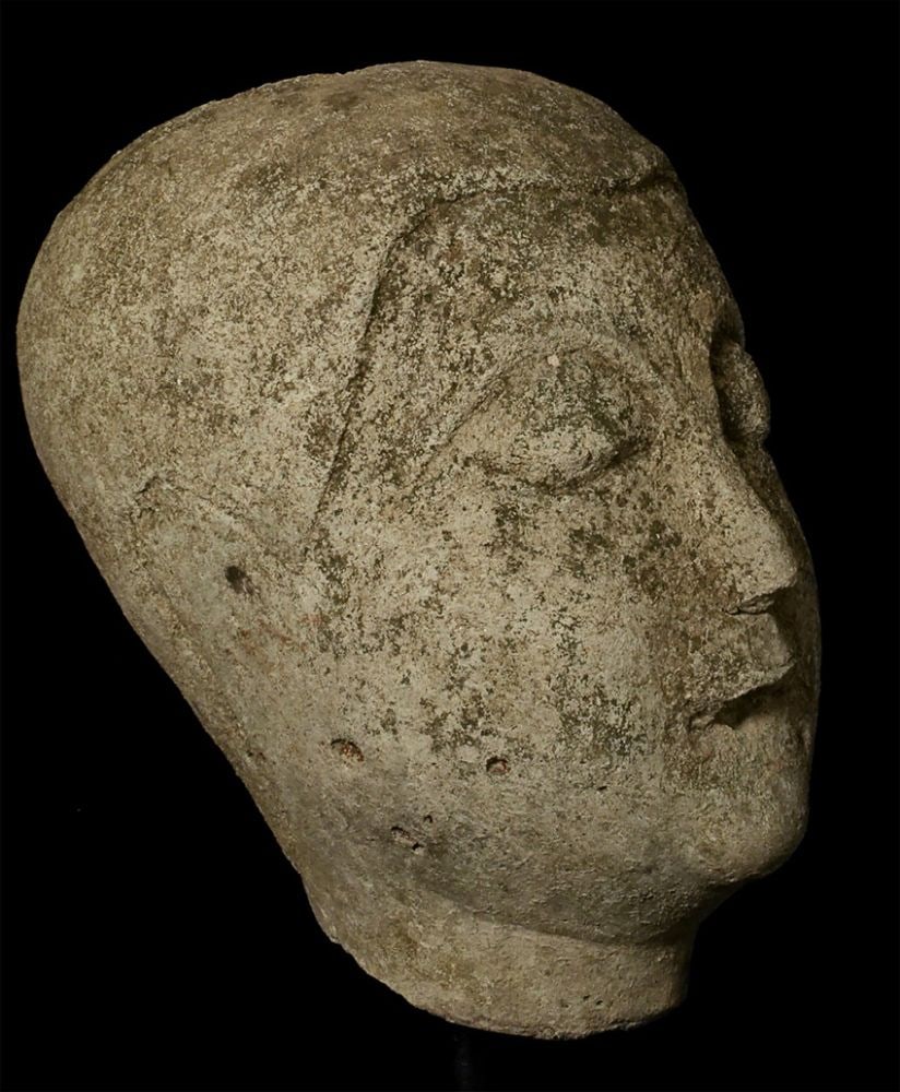 10/11thC Burmese Pagan Stone or cast Head-True Archeological item. (1 of 9)