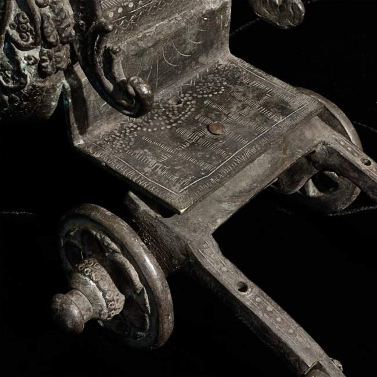 14/15thC/later Indonesia or Java Bronze Cart- Buddhist/Hindu - 11