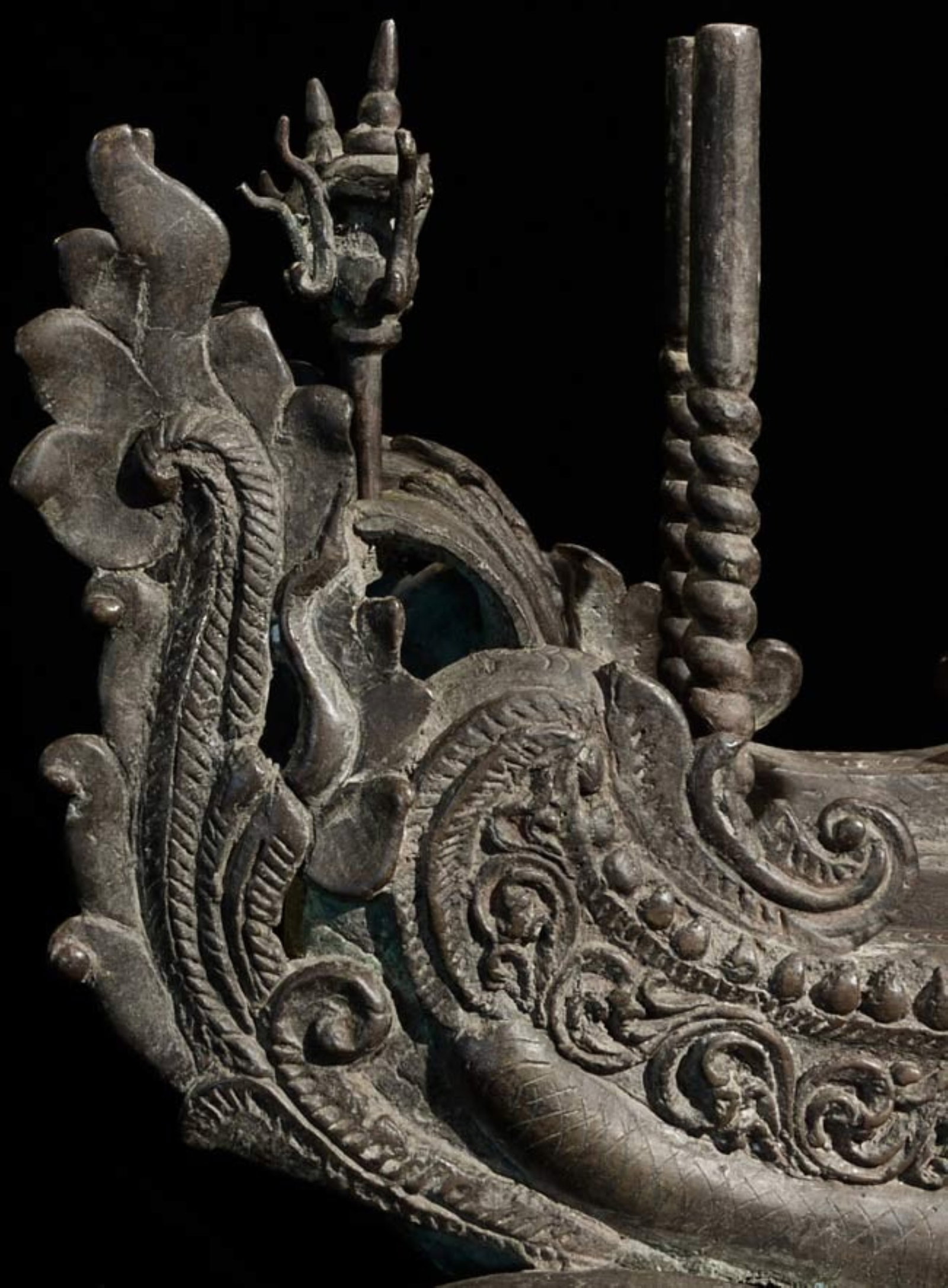 14/15thC/later Indonesia or Java Bronze Cart- Buddhist/Hindu - 12