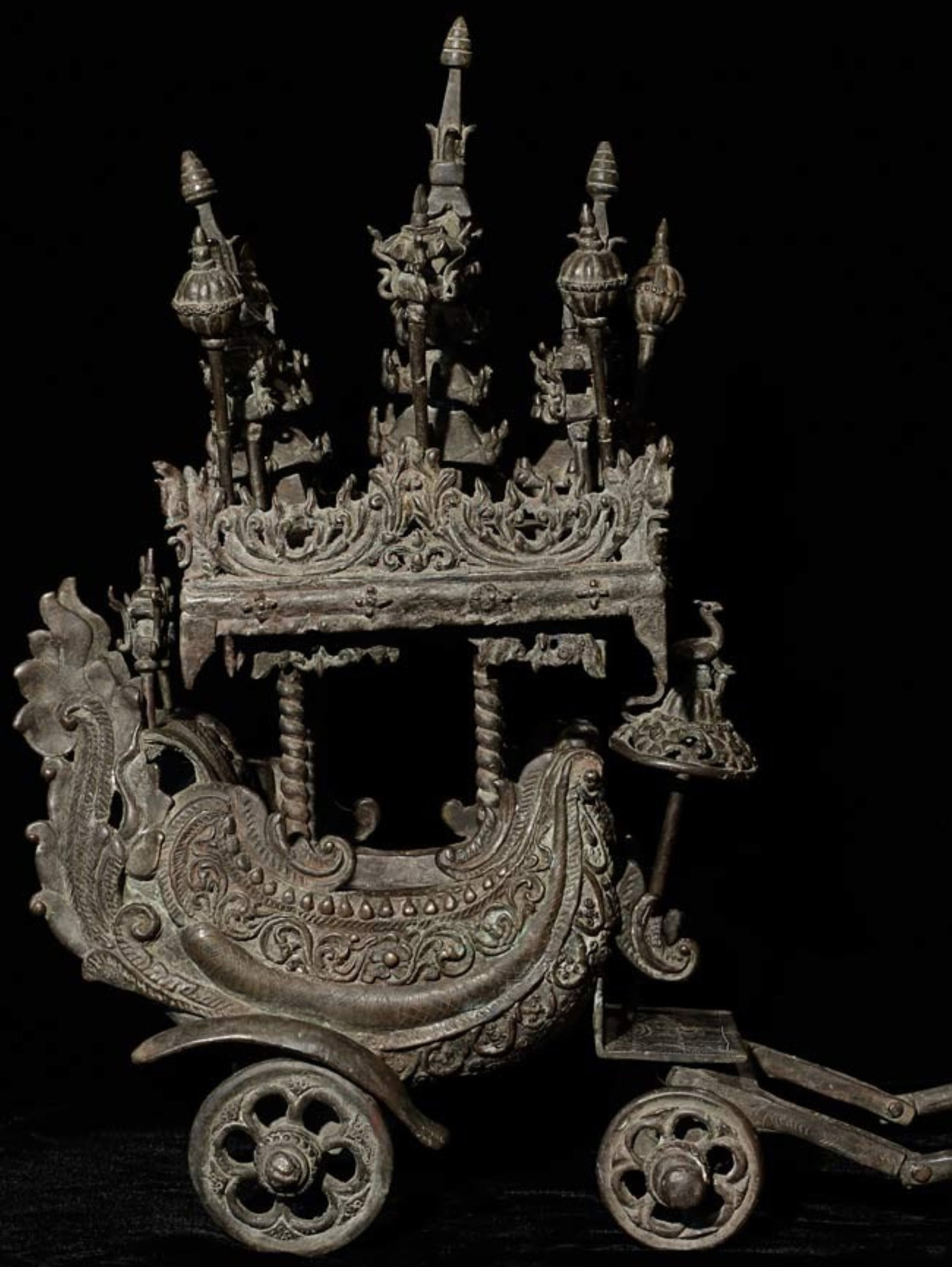 14/15thC/later Indonesia or Java Bronze Cart- Buddhist/Hindu - 2