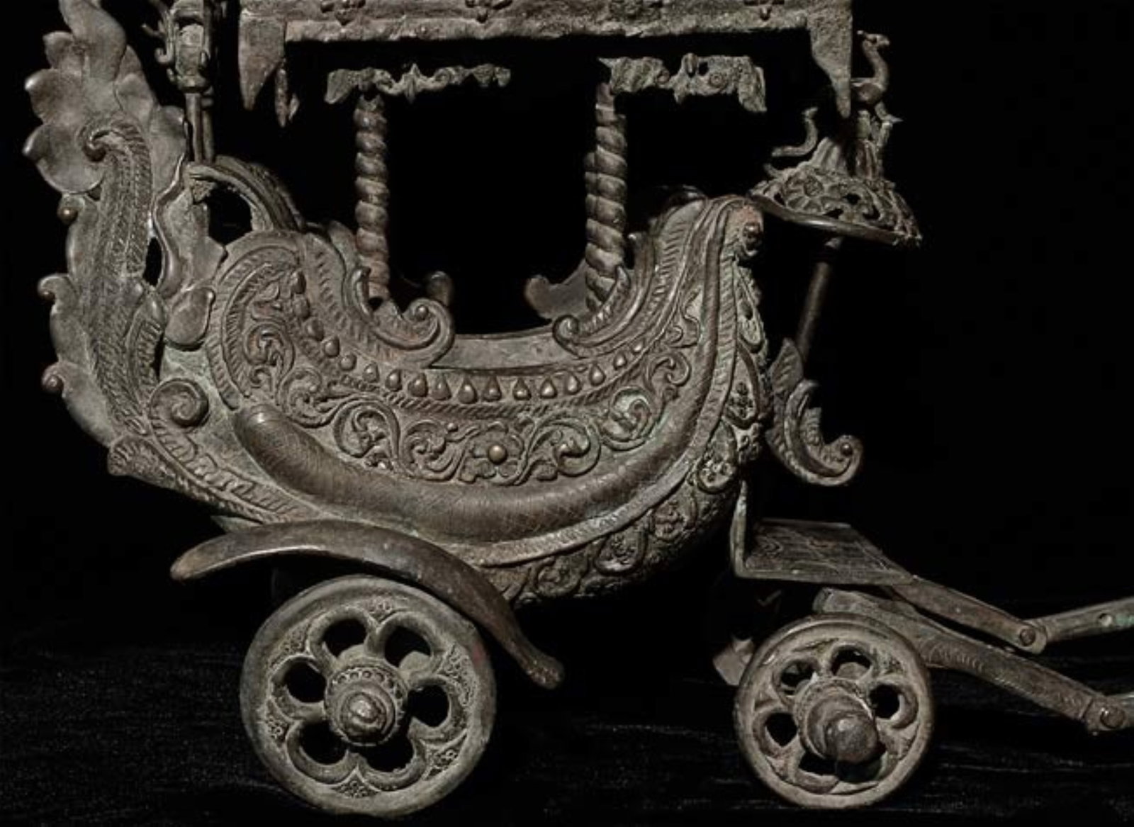 14/15thC/later Indonesia or Java Bronze Cart- Buddhist/Hindu - 3