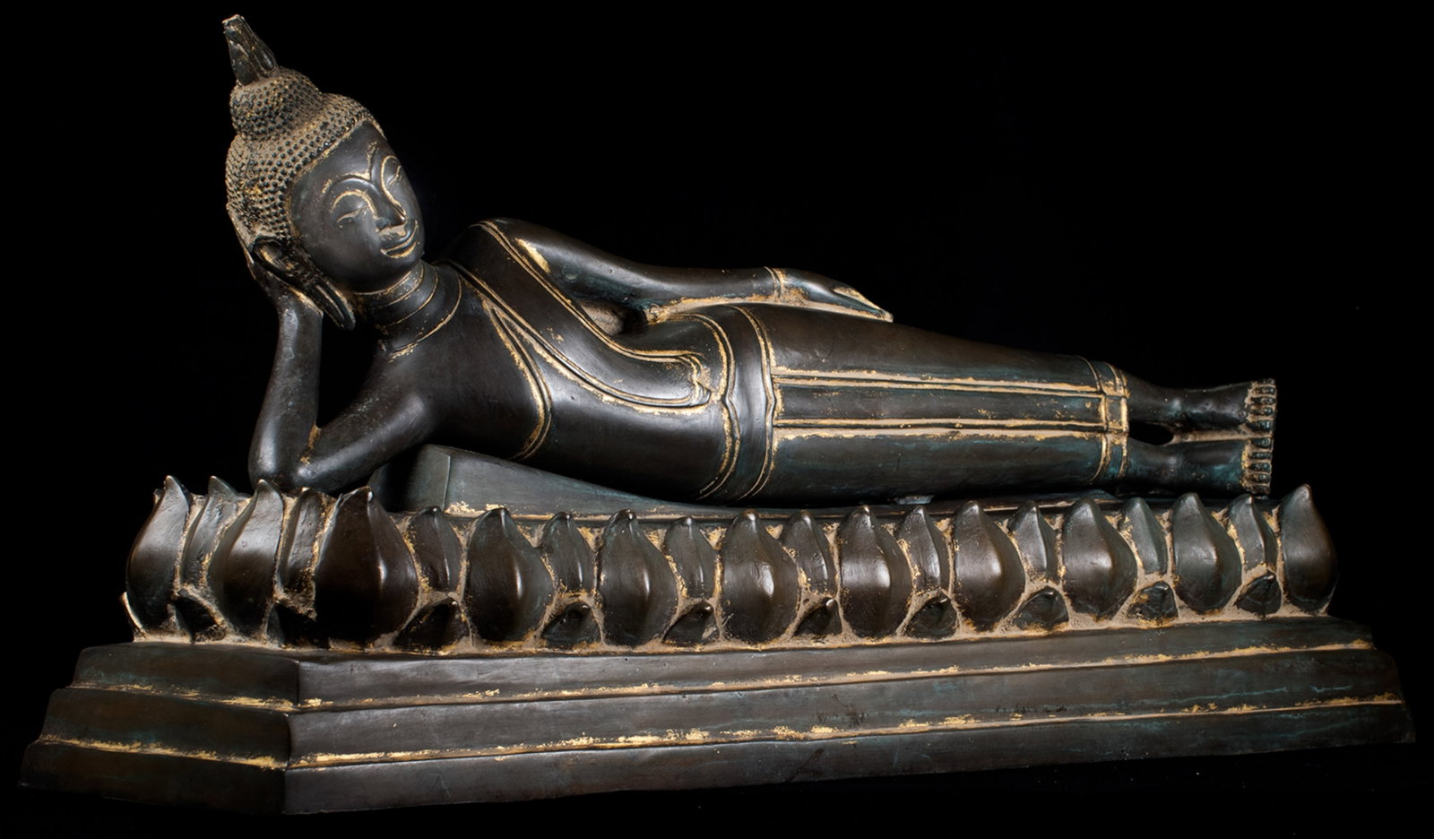 19thC solid-cast Thai bronze Buddha. Very Large, Excellent Quality - 4