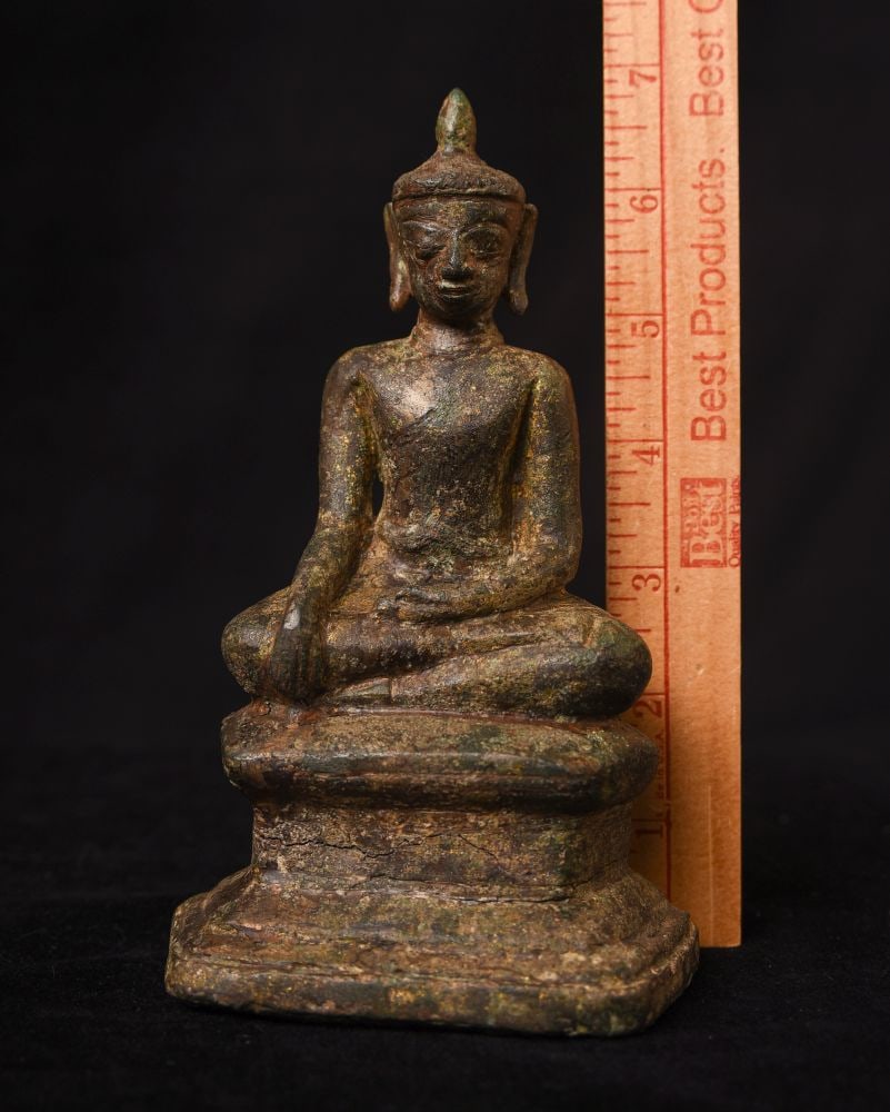 Rare 15/16thC Burmese Mon Buddha-Animated,charismatic, wax cast. - 2