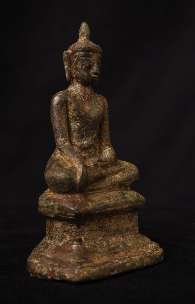 Rare 15/16thC Burmese Mon Buddha-Animated,charismatic, wax cast. - 3