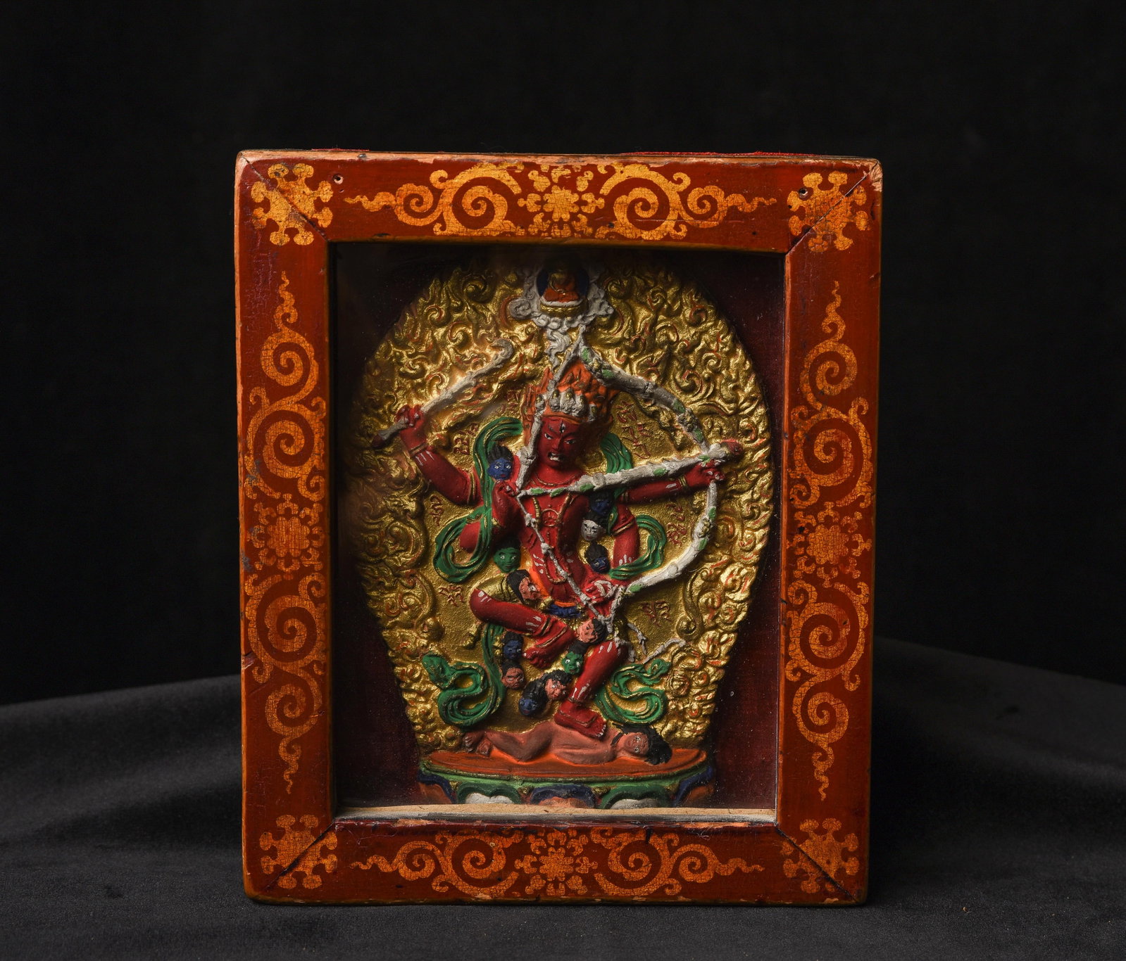 19thC Mongolia Gau Box w. Large Vibrant Dakini inside - Old European Collection-Special! (1 of 14)