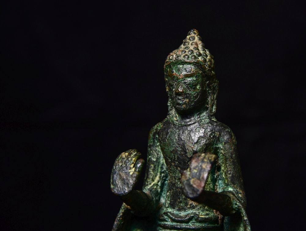 10thC or earlie Thai Buddha. Solid cast in a very early method. - 12
