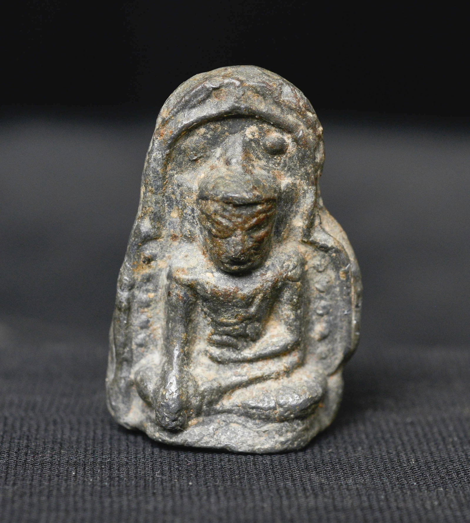 True Pagan Era Buddha Amulet thickly cast out of a lead alloy, mounted on a custom base. (1 of 8)