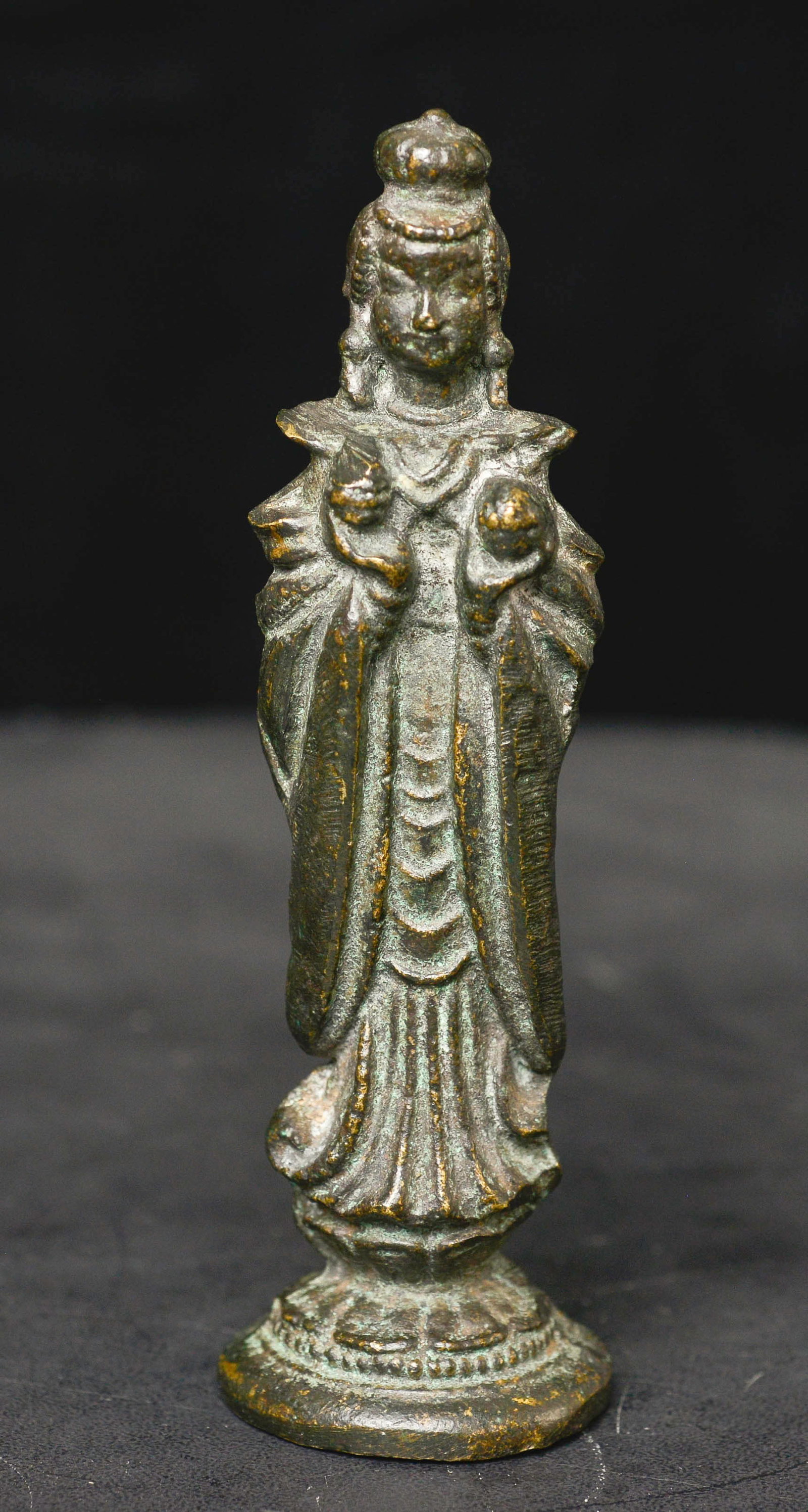 Very old solid-cast Bodhisattva- likely pre-10thC Korean. Purchased 1950's in Korea (1 of 13)