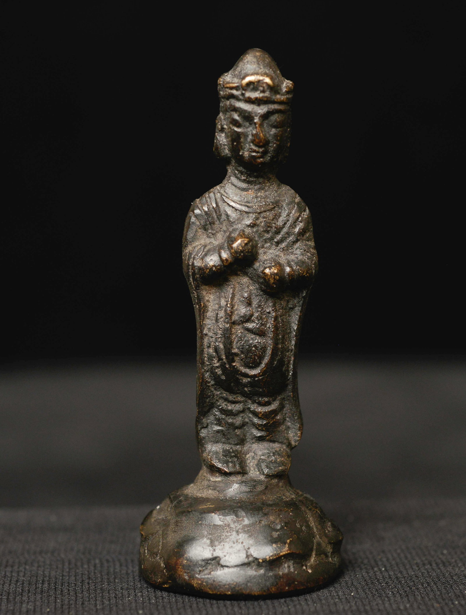 Very early Korean Bronze Bodhisattva. Stands 3 inches tall.: Very early Korean Bronze Bodhisattva. Stands 3 inches tall.