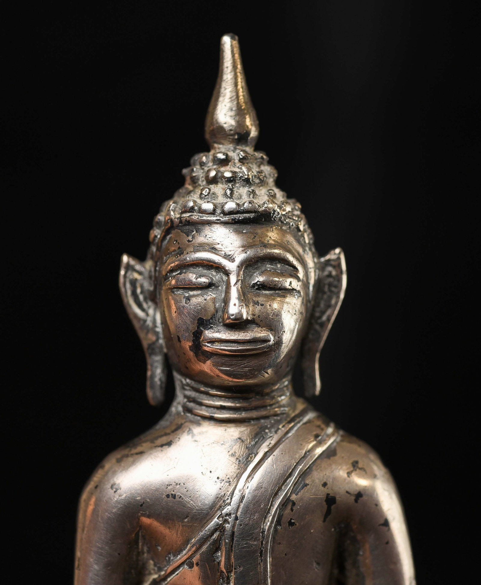 18/19thC Silver Cambodian Buddha. - 10