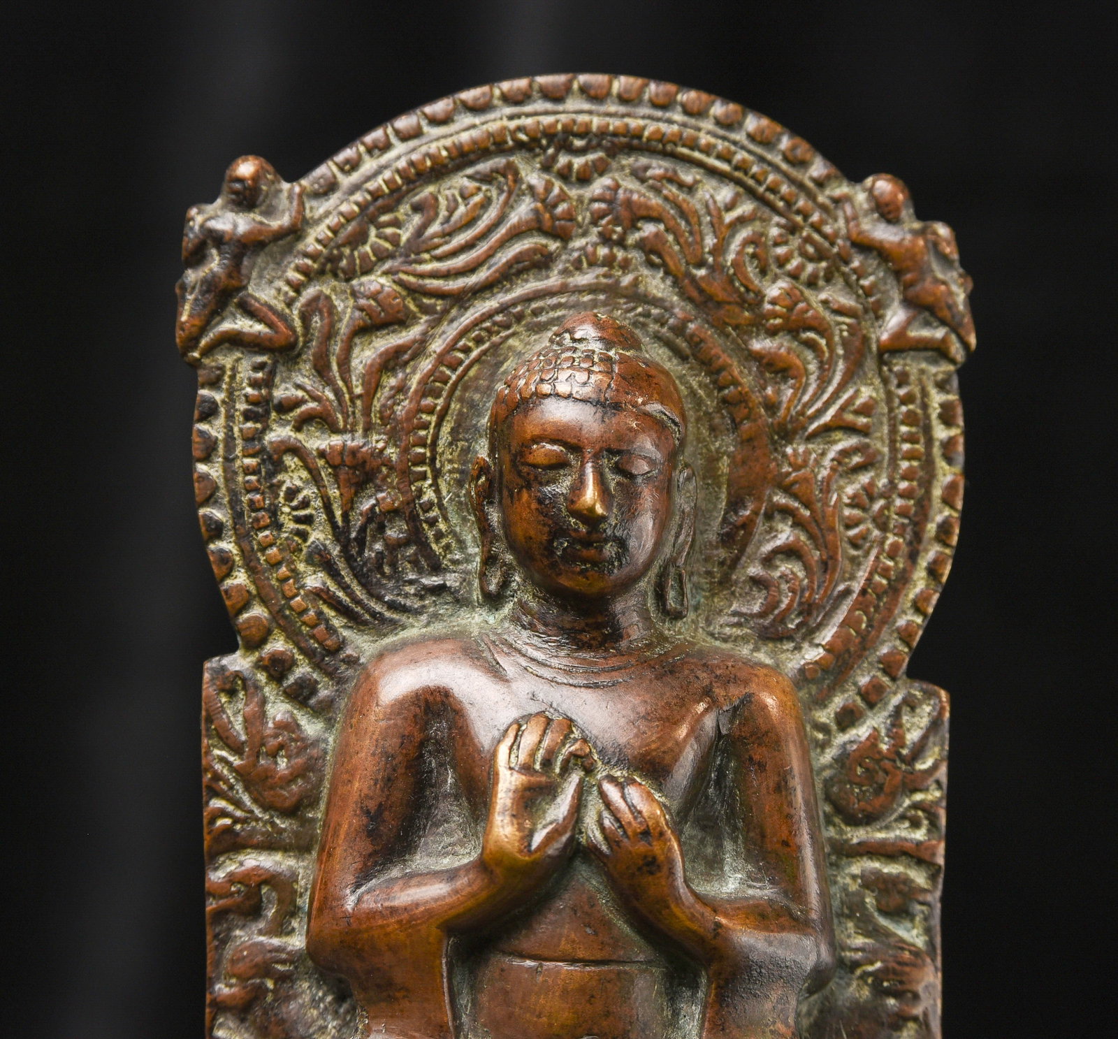 17/18thC Indian Bronze Buddha Stele. - 10