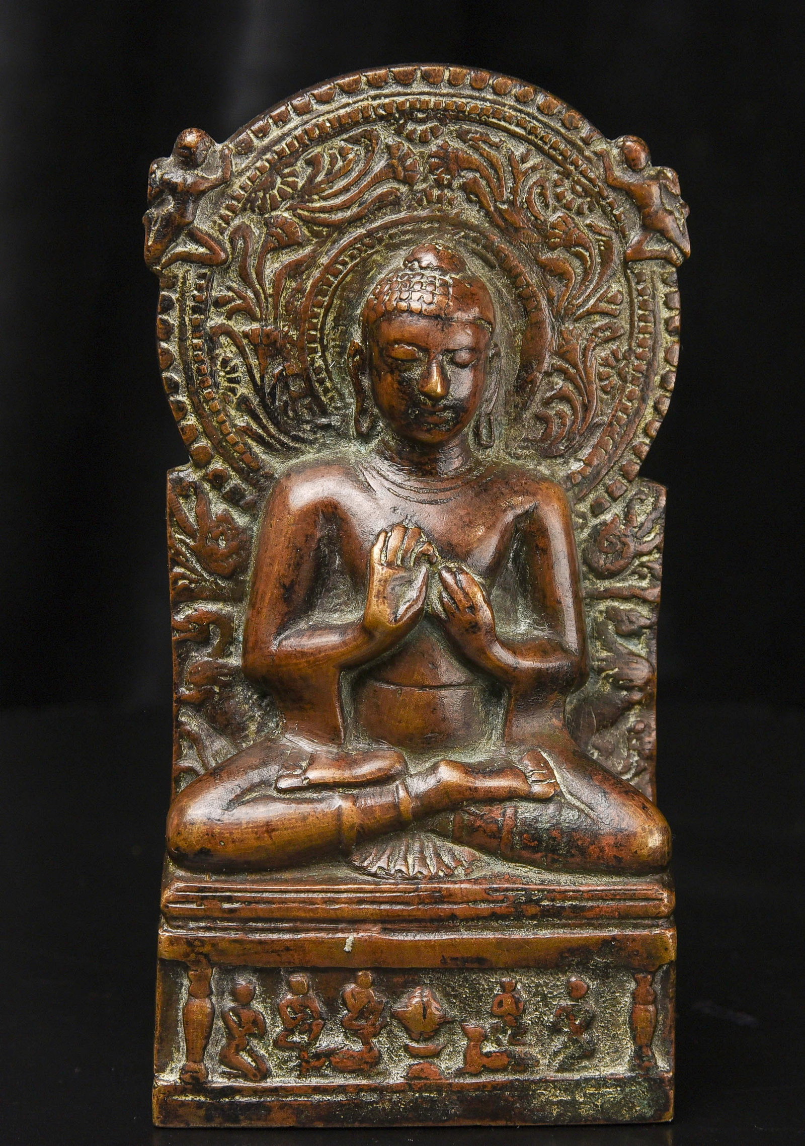 17/18thC Indian Bronze Buddha Stele. - 11